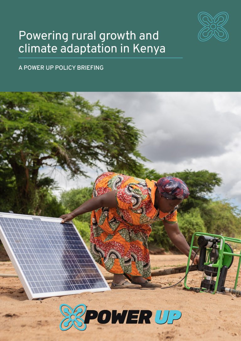 The front cover of Powering rural growth and climate adaptation in Kenya.